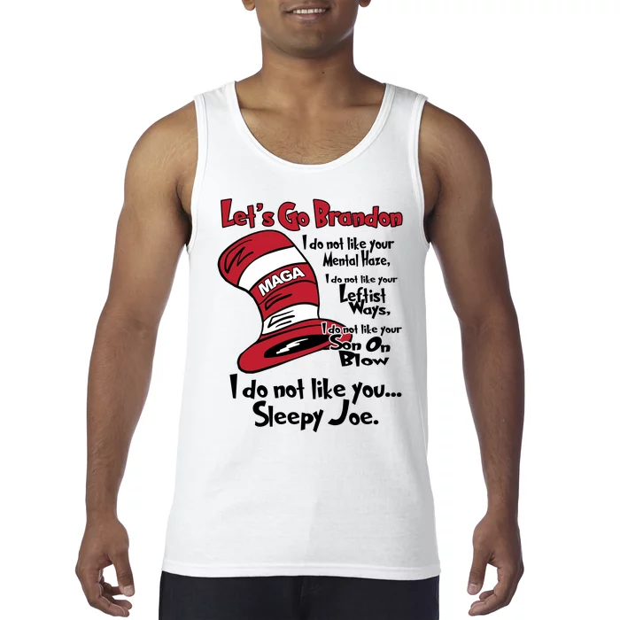 Lets Go Brandon Cat In The Hat Funny Maga Tank Top