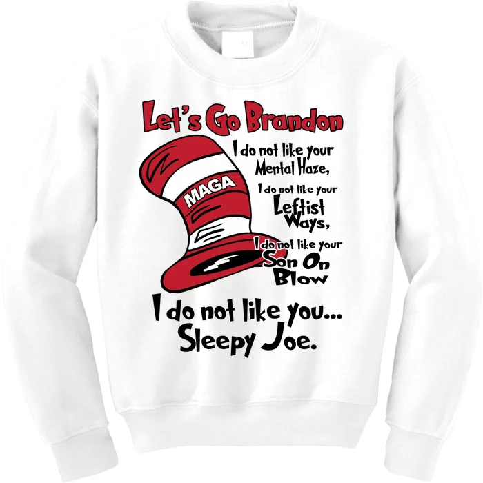 Lets Go Brandon Cat In The Hat Funny Maga Kids Sweatshirt