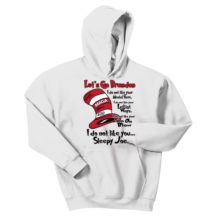 Lets Go Brandon Cat In The Hat Funny Maga Kids Hoodie