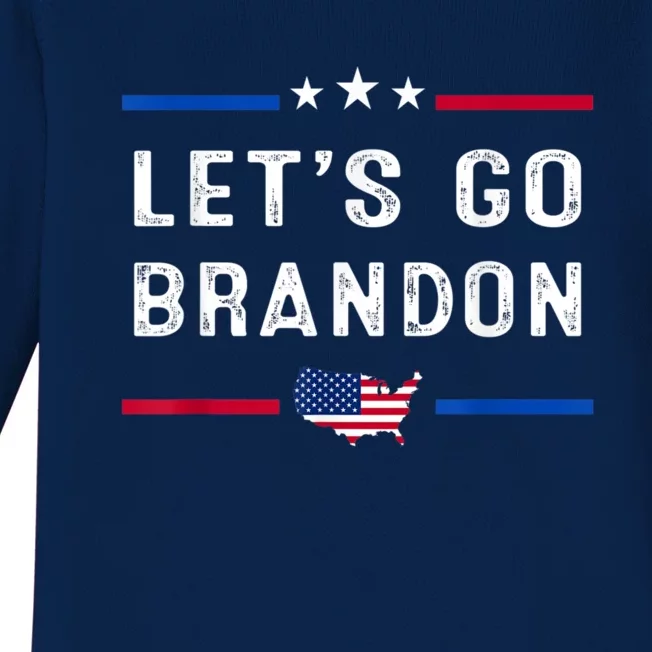 Let’s Go Brandon Conservative US Flag Baby Long Sleeve Bodysuit