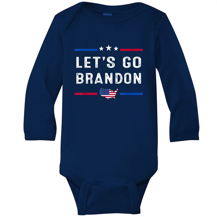 Let’s Go Brandon Conservative US Flag Baby Long Sleeve Bodysuit