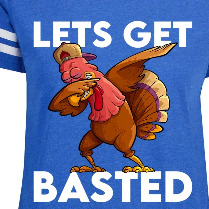 Lets Get Basted Dabbing Turkey Thanksgiving Turkey Gift Cool Gift Enza Ladies Jersey Football T-Shirt