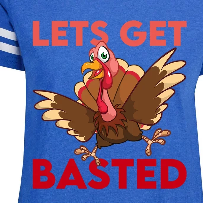 Lets Get Basted Dancingturkey Thanksgiving Turkey Gift Great Gift Enza Ladies Jersey Football T-Shirt