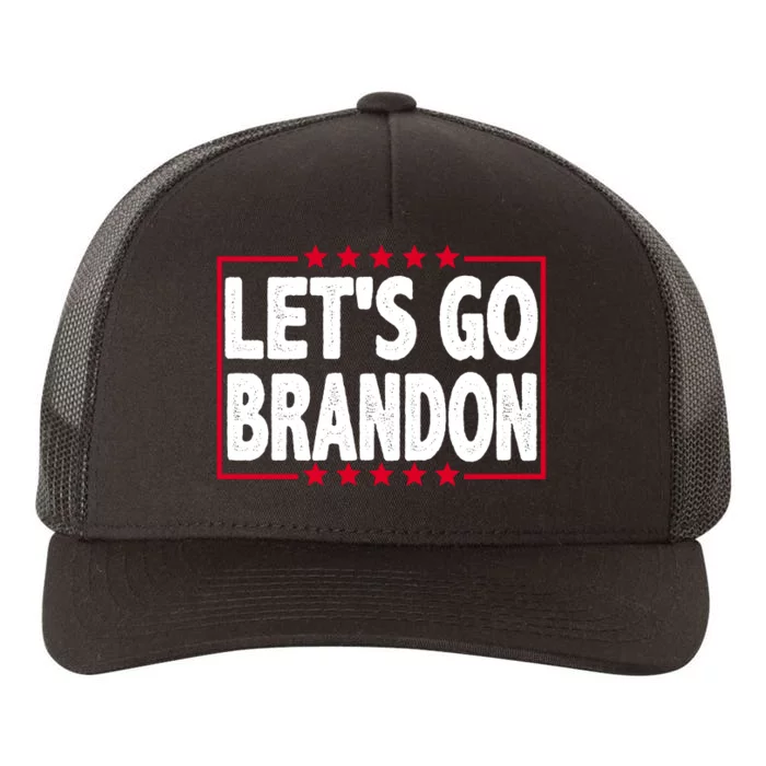 Let's Go Brandon Boxed Logo FJB Biden Chant Yupoong Adult 5-Panel Trucker Hat