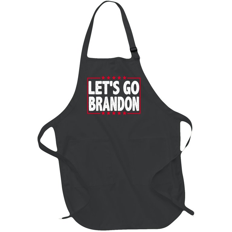 Let's Go Brandon Boxed Logo FJB Biden Chant Full-Length Apron With Pockets