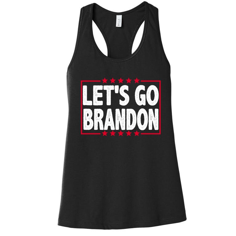 Let's Go Brandon Boxed Logo FJB Biden Chant Women's Racerback Tank