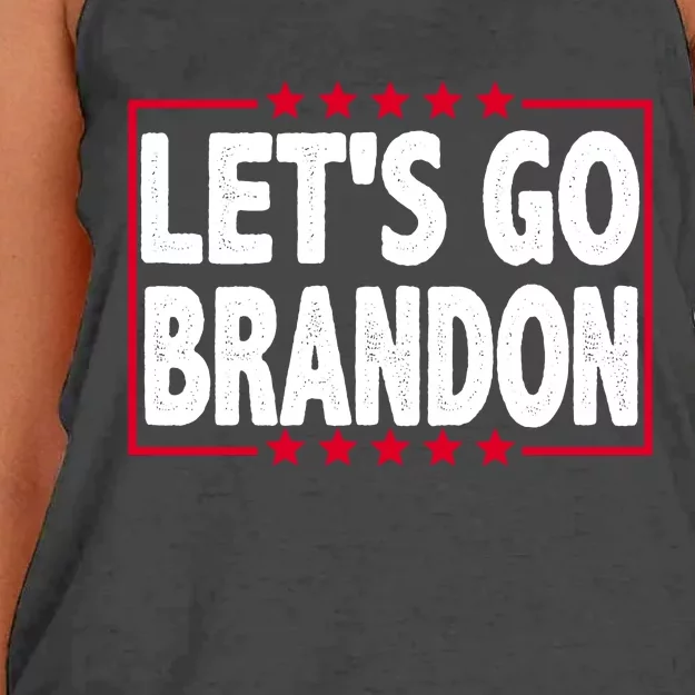 Let's Go Brandon Boxed Logo FJB Biden Chant Women's Knotted Racerback Tank