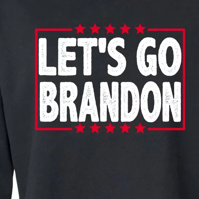 Let's Go Brandon Boxed Logo FJB Biden Chant Cropped Pullover Crew