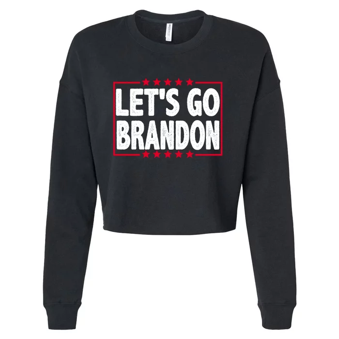 Let's Go Brandon Boxed Logo FJB Biden Chant Cropped Pullover Crew