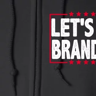 Let's Go Brandon Boxed Logo FJB Biden Chant Full Zip Hoodie