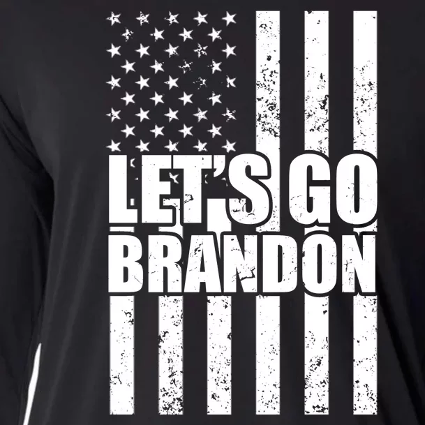 Let's Go Brandon Vintage American Flag Cooling Performance Long Sleeve Crew