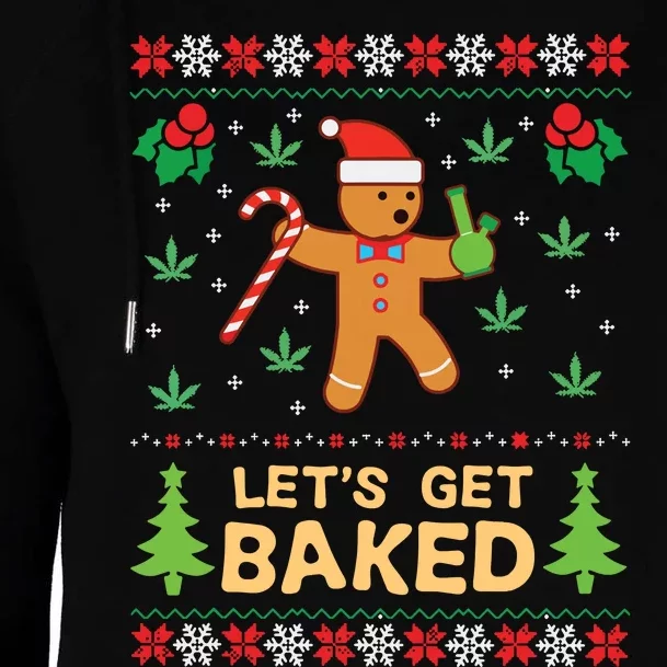 Lets Get Baked Cookie Weed Xmas Ugly Christmas Sweater Womens Funnel Neck Pullover Hood