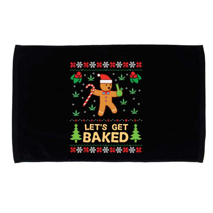 Lets Get Baked Cookie Weed Xmas Ugly Christmas Sweater Microfiber Hand Towel