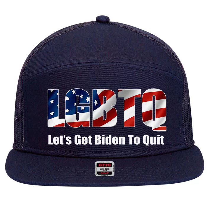 LetS Get Biden To Quite 7 Panel Mesh Trucker Snapback Hat