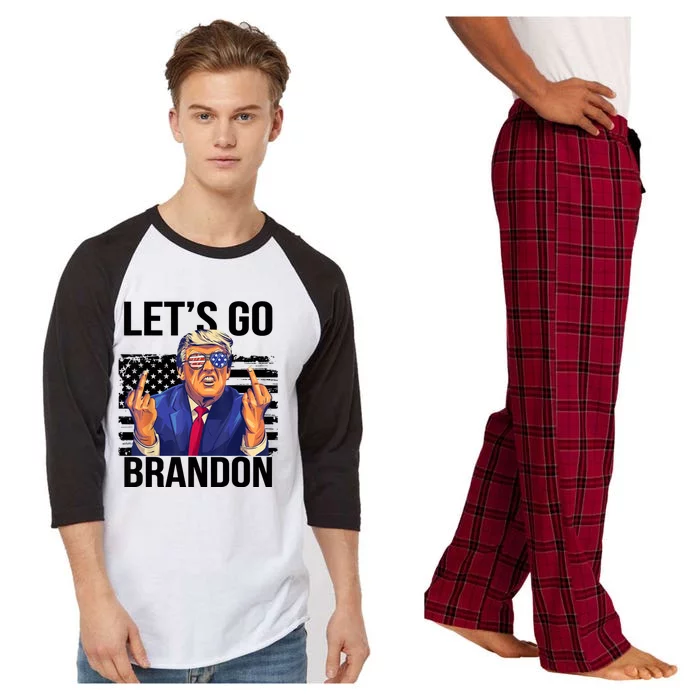 Let's Go Brandon American Flag 4th Of July Trump Raglan Sleeve Pajama Set