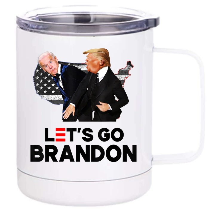 Lets Go Brandon Trump Slap Biden Funny Pro Trump Support Front & Back 12oz Stainless Steel Tumbler Cup