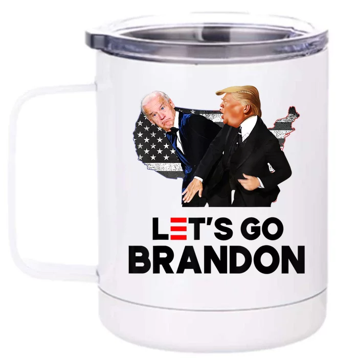 Lets Go Brandon Trump Slap Biden Funny Pro Trump Support Front & Back 12oz Stainless Steel Tumbler Cup