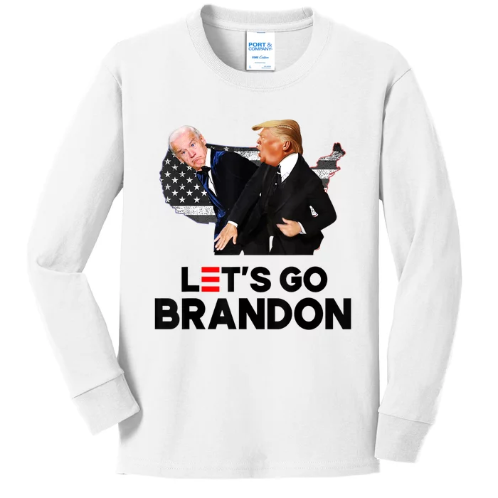 Lets Go Brandon Trump Slap Biden Funny Pro Trump Support Kids Long Sleeve Shirt