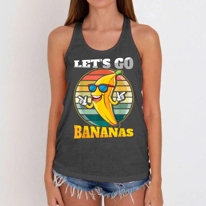 LetS Go Bananas Retro Banana Meme Funny Banana Vintage Women's Knotted Racerback Tank