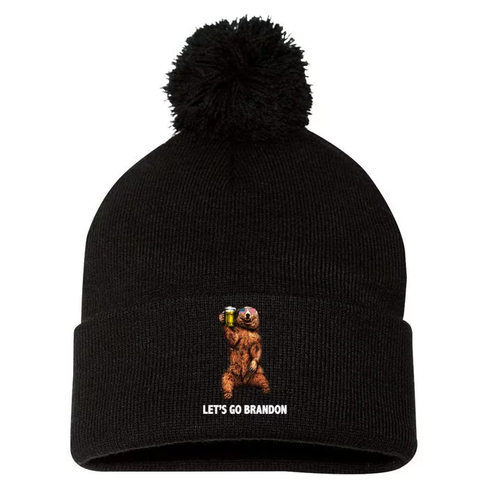 Let's Go Brandon Cheers American Bear Pom Pom 12in Knit Beanie