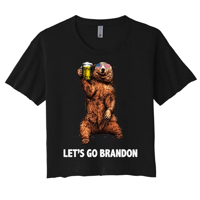 Let's Go Brandon Cheers American Bear Women's Crop Top Tee