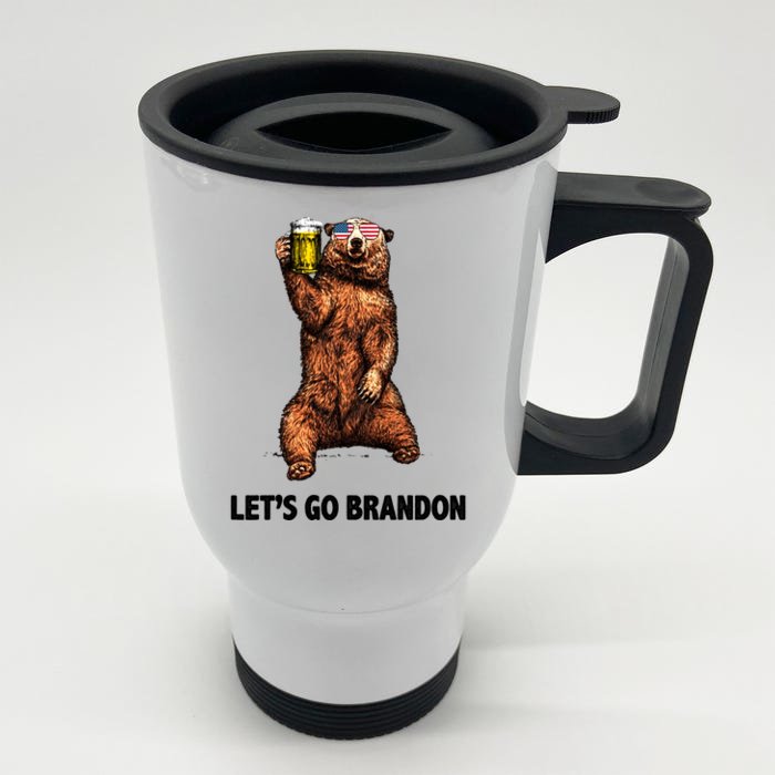 Let's Go Brandon Cheers American Bear Front & Back Stainless Steel Travel Mug