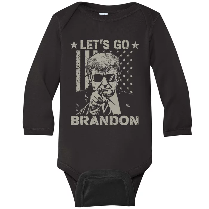 LetS Go Braden Brandon Us Flag Funny Trendy Sarcastic Baby Long Sleeve Bodysuit