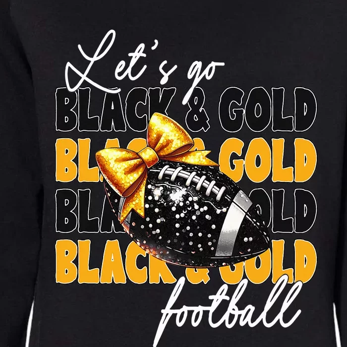 LetS Go Black & Gold Football Bow Womens California Wash Sweatshirt