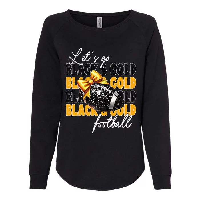 LetS Go Black & Gold Football Bow Womens California Wash Sweatshirt