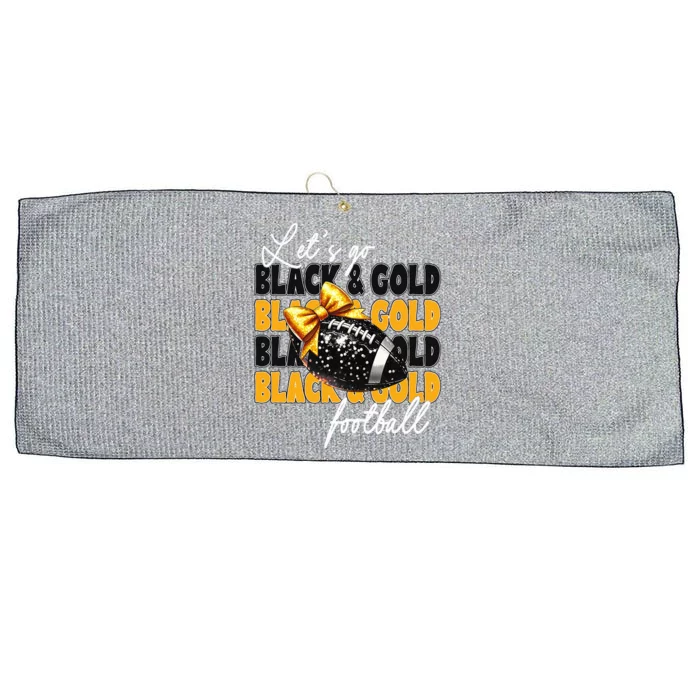 LetS Go Black & Gold Football Bow Large Microfiber Waffle Golf Towel