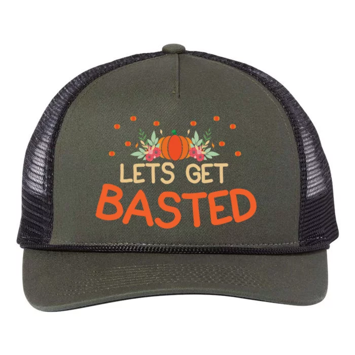 Lets Get Basted Happy Thanksgiving Day Dinner Food Fun Gift Retro Rope Trucker Hat Cap