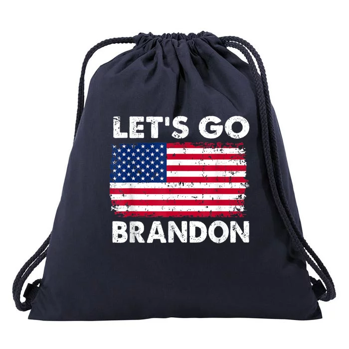 Let's Go Brandon , Lets Go Brandon Vintage America Flag Design Drawstring Bag