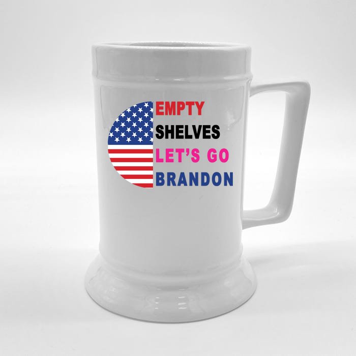 Lets Go Brandon Meme Empty Shelves Half Circle Flag Front & Back Beer Stein