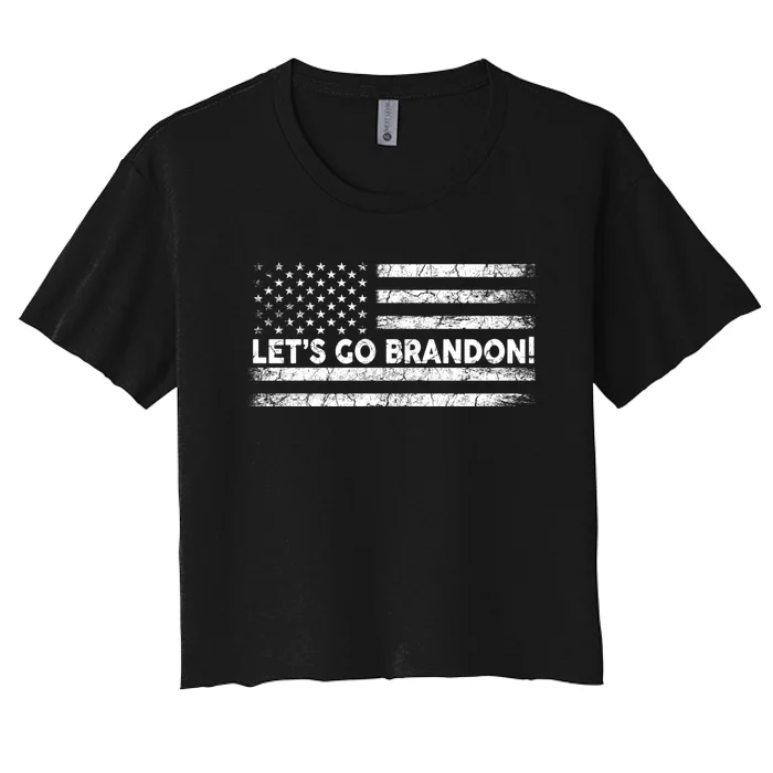 LetS Go Brandon Joe Biden Chant Impeach Biden Usa Flag Women's Crop Top Tee