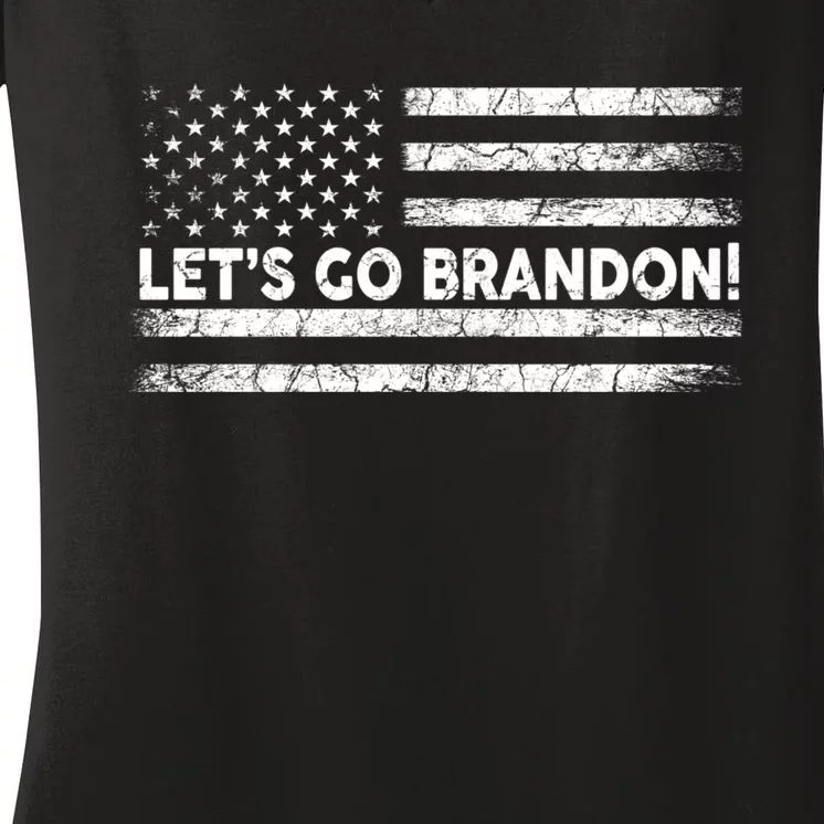 LetS Go Brandon Joe Biden Chant Impeach Biden Usa Flag Women's V-Neck T-Shirt