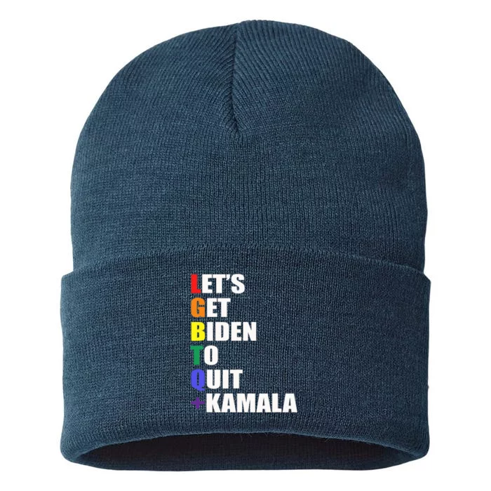 Let’s Get Biden To Quit + Kamala LGBTQ Sustainable Knit Beanie