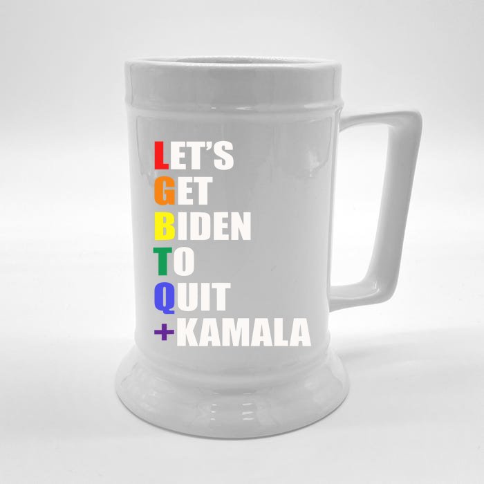 Let’s Get Biden To Quit + Kamala LGBTQ Front & Back Beer Stein