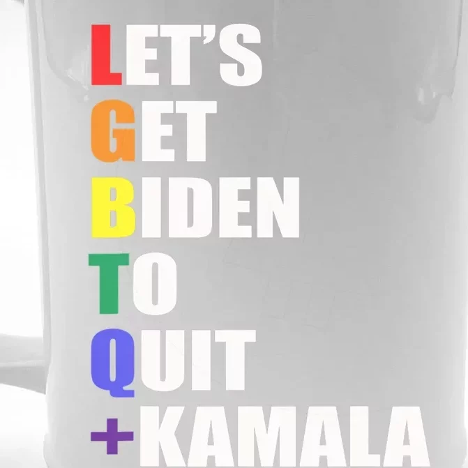 Let’s Get Biden To Quit + Kamala LGBTQ Front & Back Beer Stein