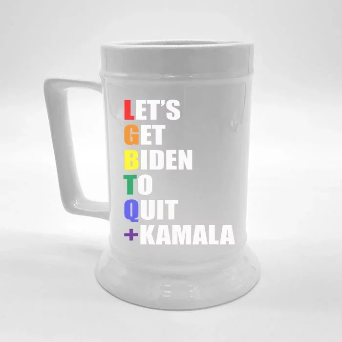 Let’s Get Biden To Quit + Kamala LGBTQ Front & Back Beer Stein