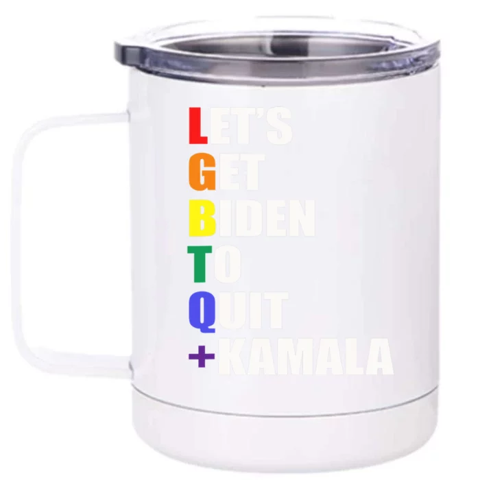 Let’s Get Biden To Quit + Kamala LGBTQ Front & Back 12oz Stainless Steel Tumbler Cup