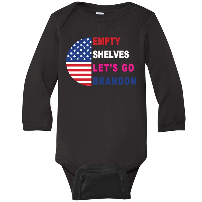 Lets Go Brandon Meme Classic American Flag Half Circle Baby Long Sleeve Bodysuit