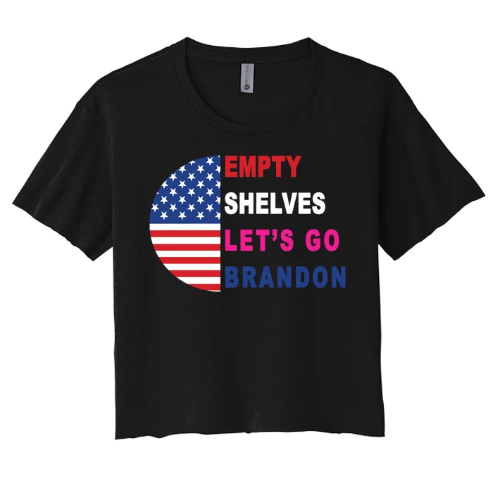 Lets Go Brandon Meme Classic American Flag Half Circle Women's Crop Top Tee