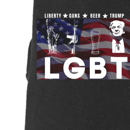 Liberty Guns Beer Trump 4th Of July Usa Flag Lgbt Parody Funny Trump Lgbt Doggie 3-End Fleece Hoodie