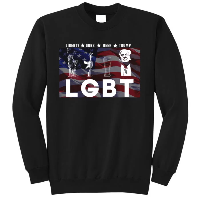 Liberty Guns Beer Trump 4th Of July Usa Flag Lgbt Parody Funny Trump Lgbt Sweatshirt