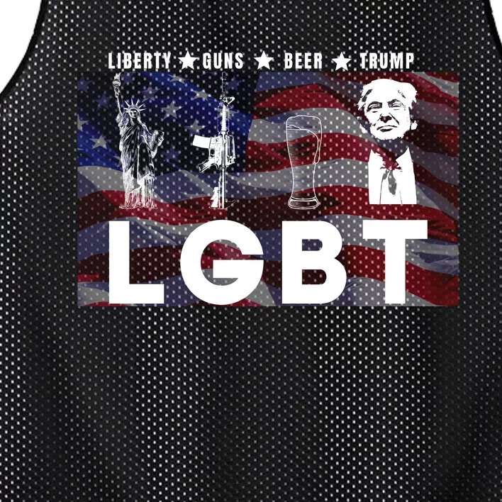 Liberty Guns Beer Trump 4th Of July Usa Flag Lgbt Parody Funny Trump Lgbt Mesh Reversible Basketball Jersey Tank