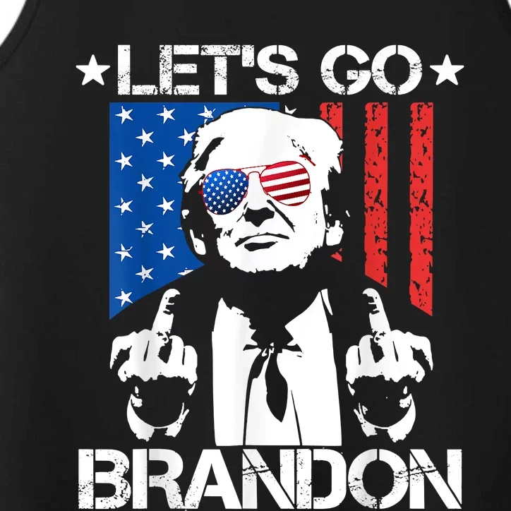 Let's Go Brandon Trump Middle Finger Flag Performance Tank