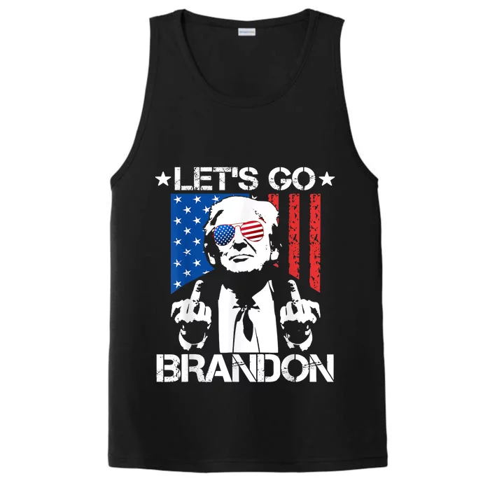 Let's Go Brandon Trump Middle Finger Flag Performance Tank