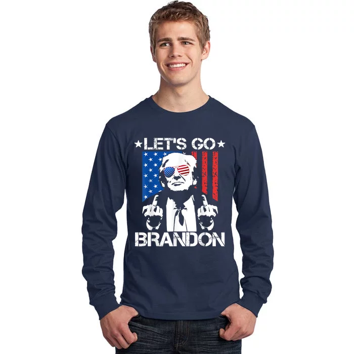 Let's Go Brandon Trump Middle Finger Flag Tall Long Sleeve T-Shirt