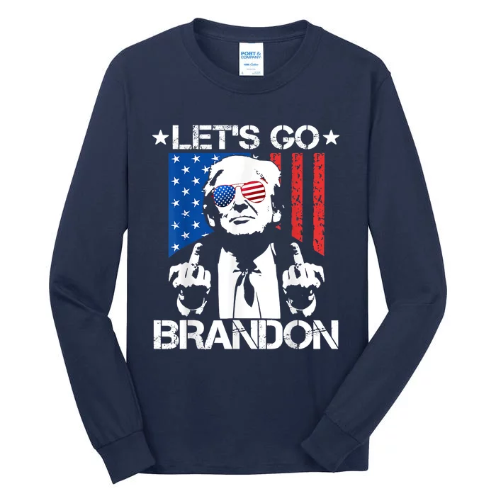 Let's Go Brandon Trump Middle Finger Flag Tall Long Sleeve T-Shirt