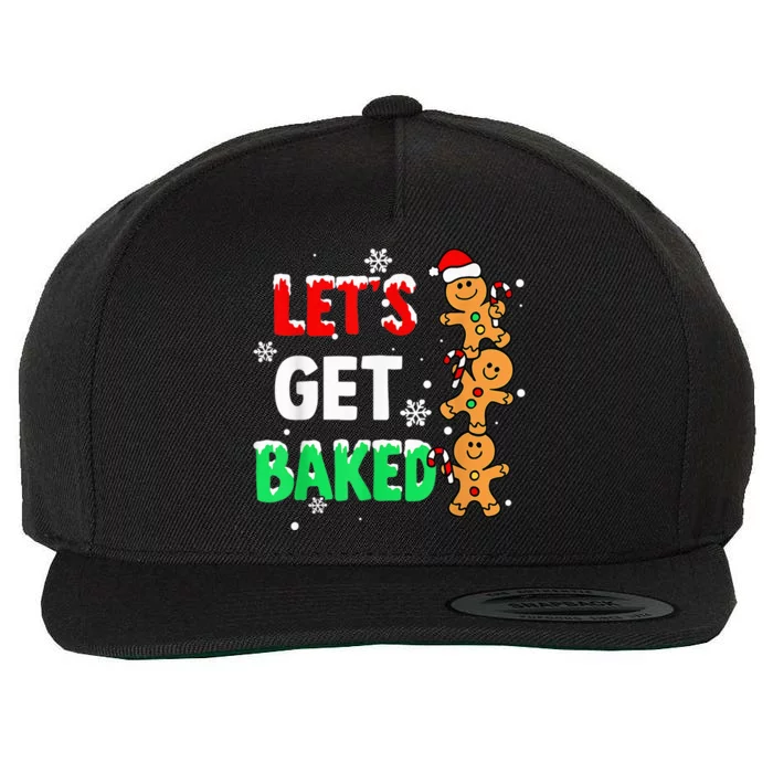 Let's Get Baked Gingerbread  Snow Christmas Xmas Holiday Wool Snapback Cap